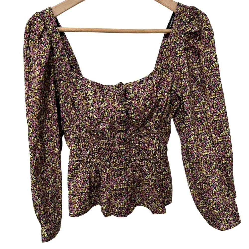 J. Crew Cinched Waist Top Liberty® Busy Izzy Print SZ 0 Cottagecore  NWOT